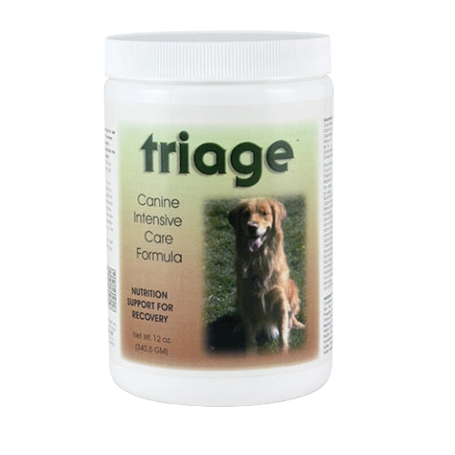 Triage™ Canine and Feline Intensive Care Formula,"White plastic jar with dog photo on label"