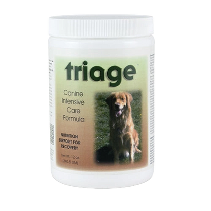 Triage™ Canine and Feline Intensive Care Formula,"White plastic jar with dog photo on label"