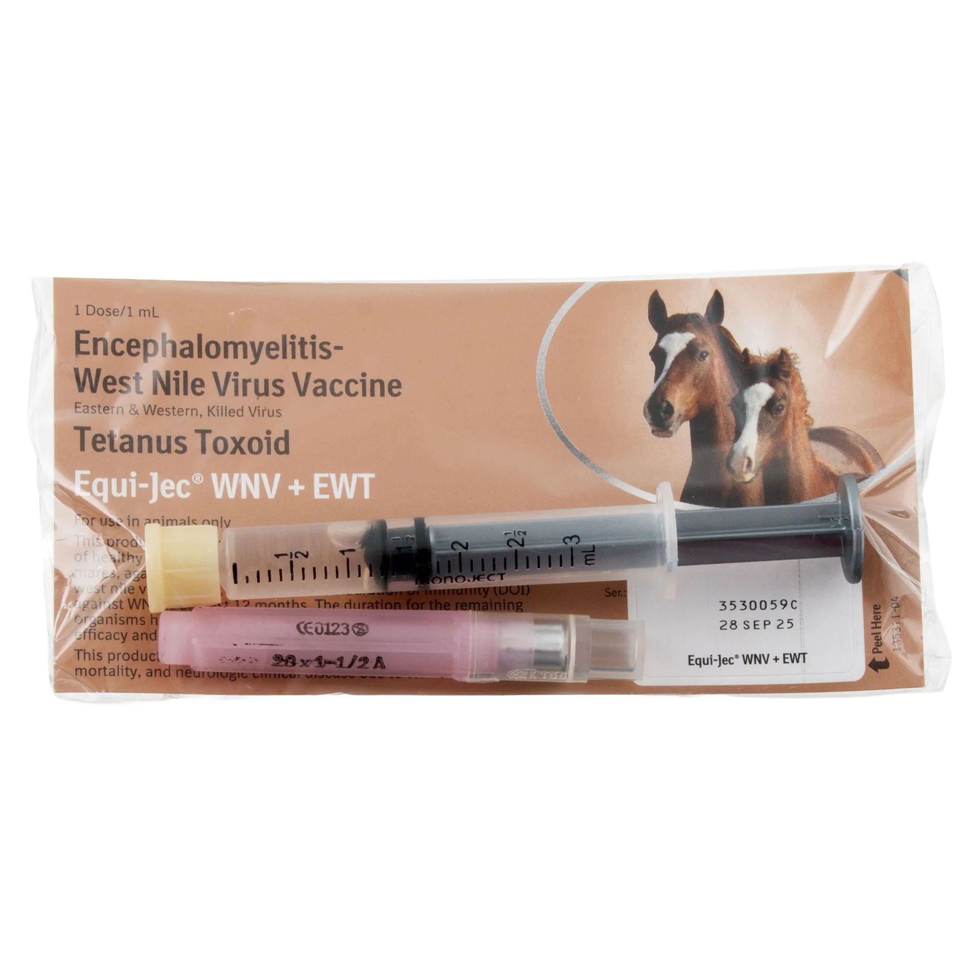 EQUI-JEC® WNV + EWT,"Pre-filled syringe with pink capped needle in sealed pouch"