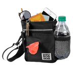 Day/Night Walking Bag,"Black crossbody bag with front zip pocket, bottle holder, and leash clip"