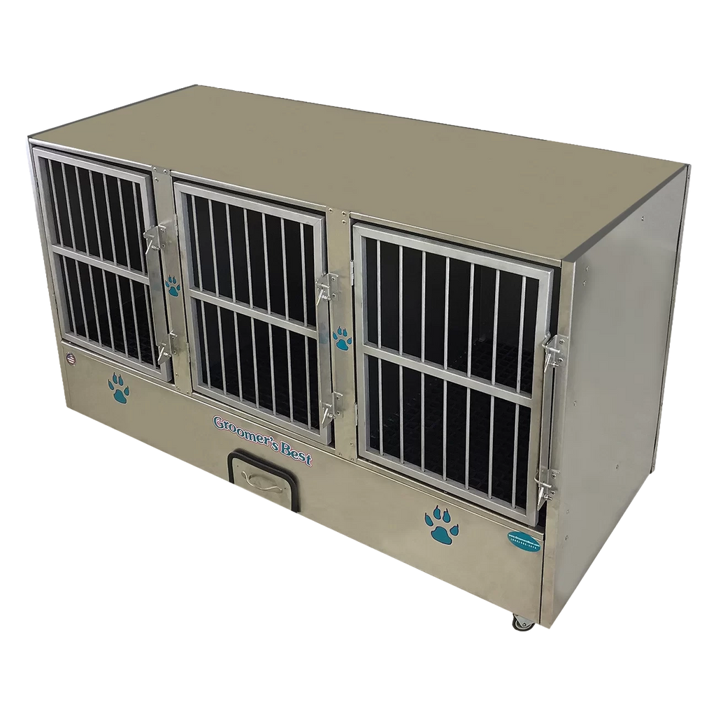 Cage Banks,"Three-compartment metal cage bank with barred doors"
