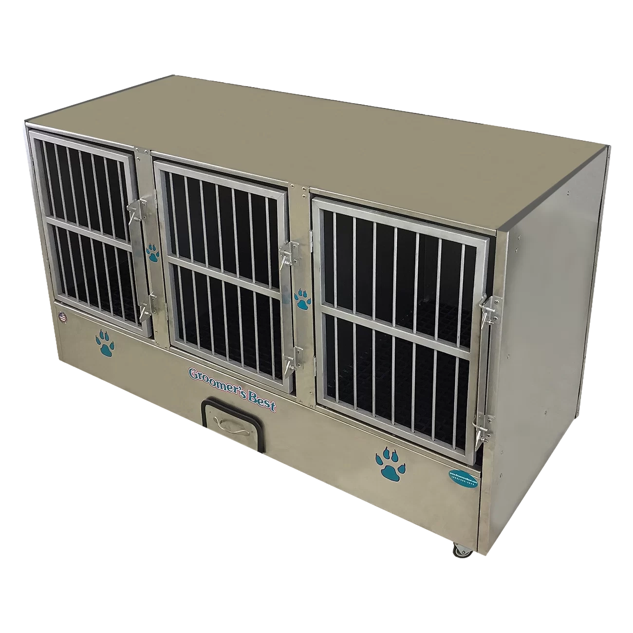 Cage Banks,"Three-compartment metal cage bank with barred doors"