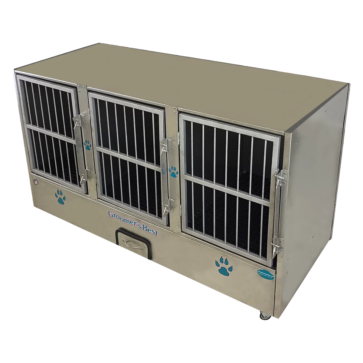 Cage Banks,"Three-compartment metal cage bank with barred doors"
