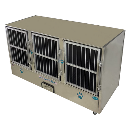 Cage Banks,"Three-compartment metal cage bank with barred doors"