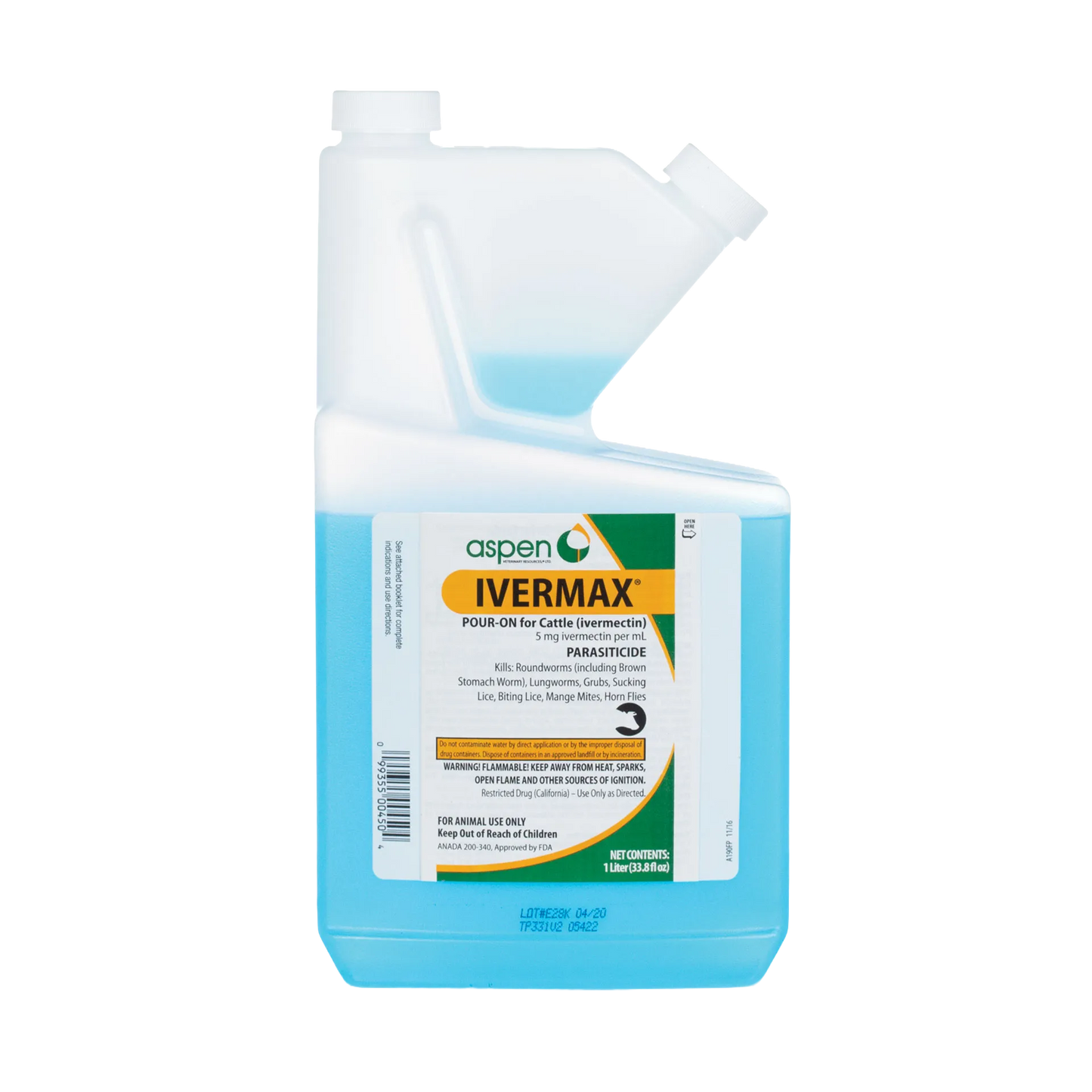Ivermectin Pour-On Generic,"Blue cattle pour-on bottle with dual caps"