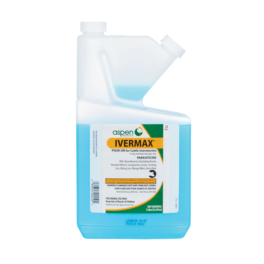 Ivermectin Pour-On Generic,"Blue cattle pour-on bottle with dual caps"