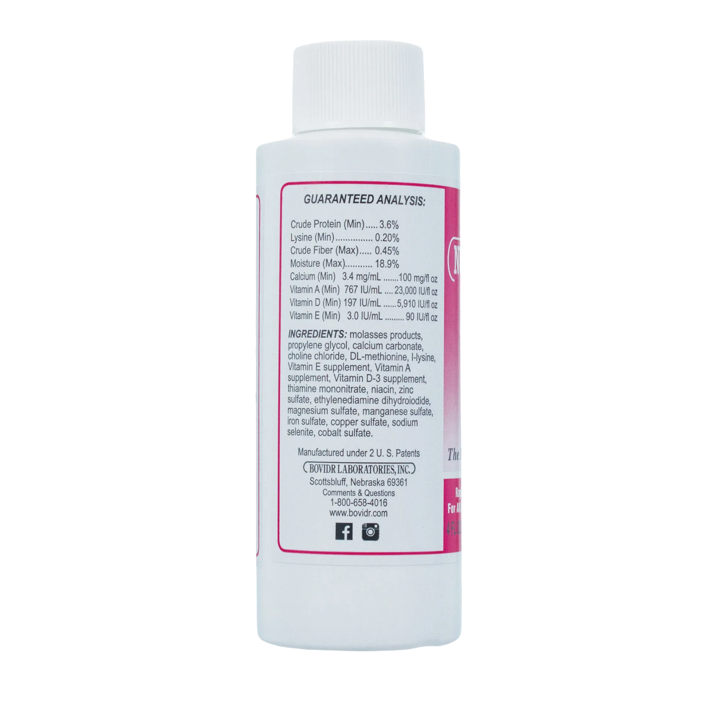 Pet Nutri-Drops®,"White bottle with screw cap, back label view"