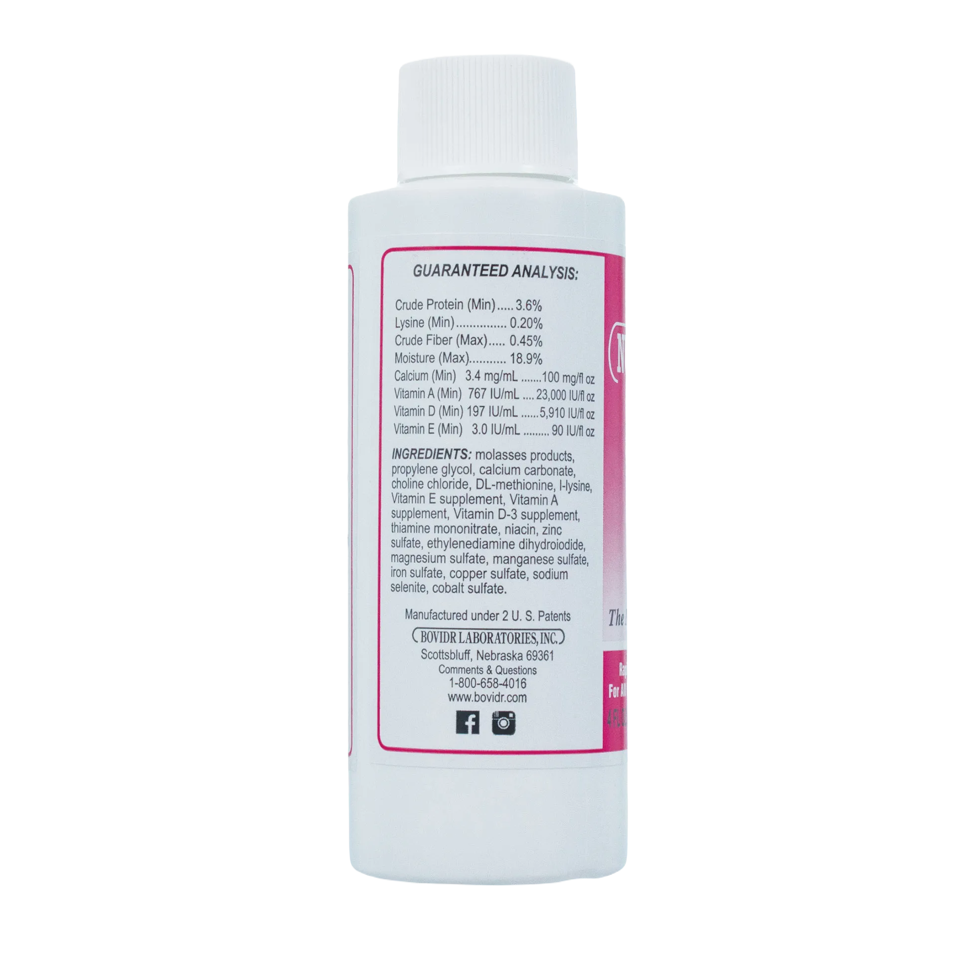 Pet Nutri-Drops®,"White bottle with screw cap, back label view"