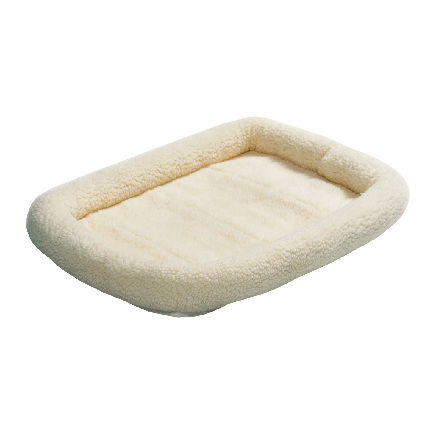 Quiet Time Pet Beds,"Cream fleece pet bed with raised bolstered sides"