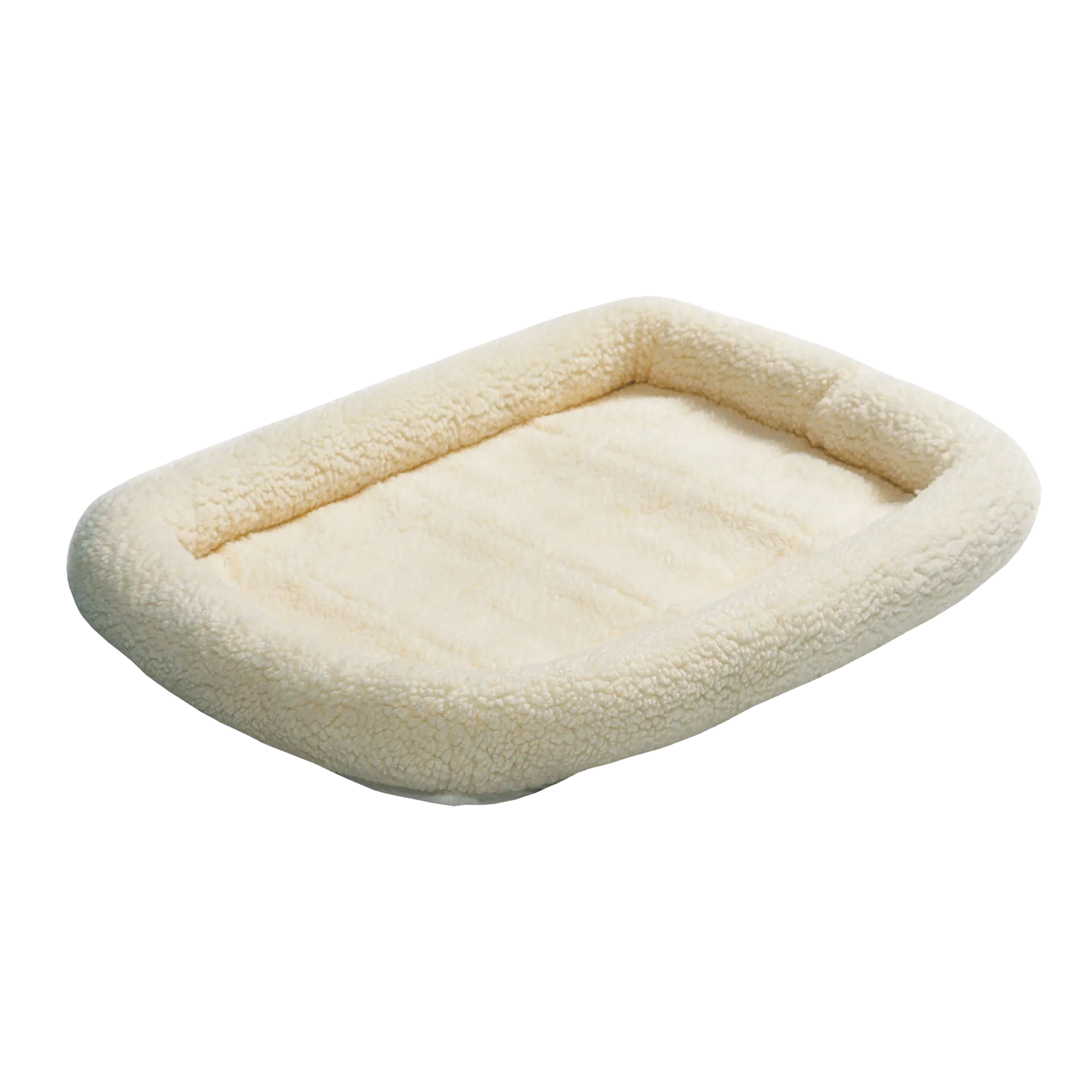 Quiet Time Pet Beds,"Cream fleece pet bed with raised bolstered sides"