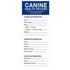 Revival Health Records for Dogs and Cats,"Open pet health record booklet with fill-in form pages"