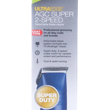 Andis® UltraEdge® Pro Clip AGC Super 2 Animal Clipper,"Clipper box front with blue trimmer image"