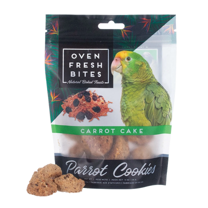 Caitec Oven Fresh Bites Parrot Cookies,"Bag of cookies with parrot image and cookies in front"