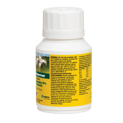Safe-Guard® Dewormer for Goats Cattle,"White bottle with ribbed cap and yellow wraparound label"