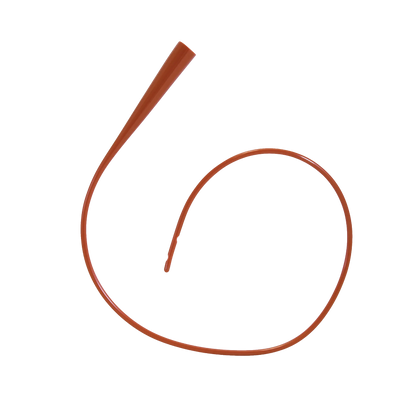 Sterile Feeding Tubes,"Coiled red feeding tube with tapered tip"