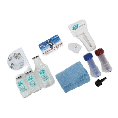 Udderly EZ Horse Milker,"Milking kit with bottles, blue cloth, tubes, and pump attachment"