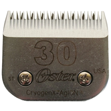 A5 Oster® Cryogen-X™ Blades,"Metal clipper blade with fine teeth, front view"