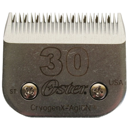 A5 Oster® Cryogen-X™ Blades,"Metal clipper blade with fine teeth, front view"