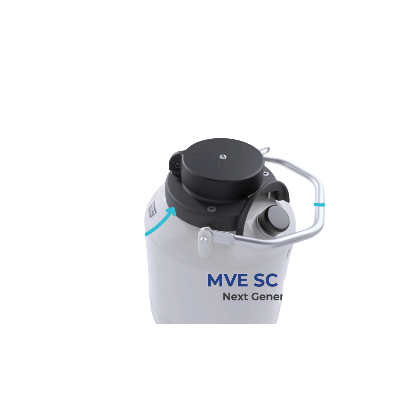 Newly Designed Next Generation Vapor Shipper,"Close-up of vapor shipper top with handle and cap"