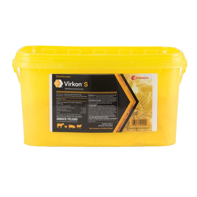 Virkon™ S Disinfectant & Viruscide,"Yellow plastic bucket with lid and front label"