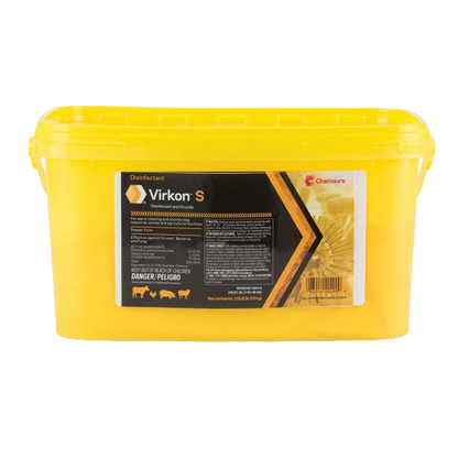 Virkon™ S Disinfectant & Viruscide,"Yellow plastic bucket with lid and front label"