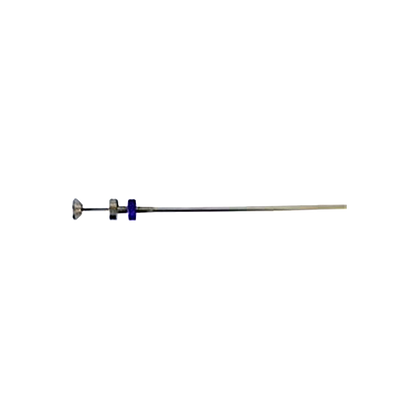 Stainless Steel Straw Gun,"Long metal straw gun with blue finger grip"
