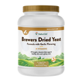 Brewers Dried Yeast Formula with Garlic Flavoring,"White plastic powder jar with gold lid and wraparound label"