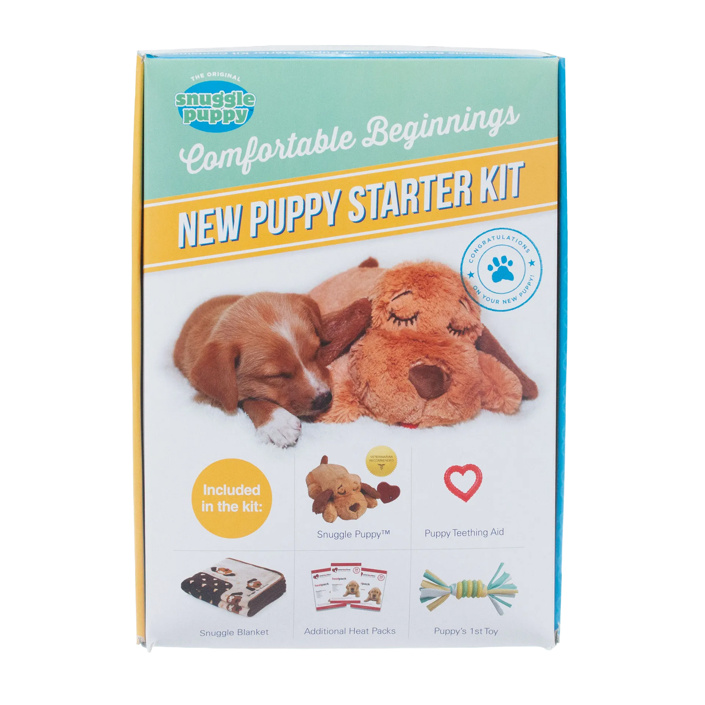 Snuggle Puppy Starter Kit,"Front of product box with puppy and plush dog"