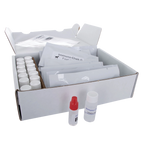 IgG Immunocheck,"Open test kit box with capped vials, packets, and two reagent bottles"