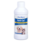 Doc Roy's® Forti Cal™ Liquid,"White bottle with screw cap and dog and cat label"