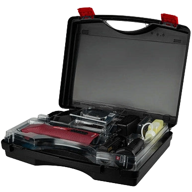 Opal Xtend Vet Edition Cordless Clipper with 40 blade and Two Batteries,"Open black carrying case with clipper, blade, batteries and accessories"
