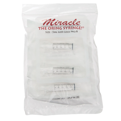 Miracle Nipple O-ring Syringe,"Clear plastic bag with multiple 5 mL syringes visible"