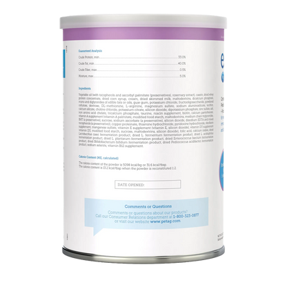 Esbilac® Puppy Milk Replacer,"Back view of cylindrical can with nutrition panel"