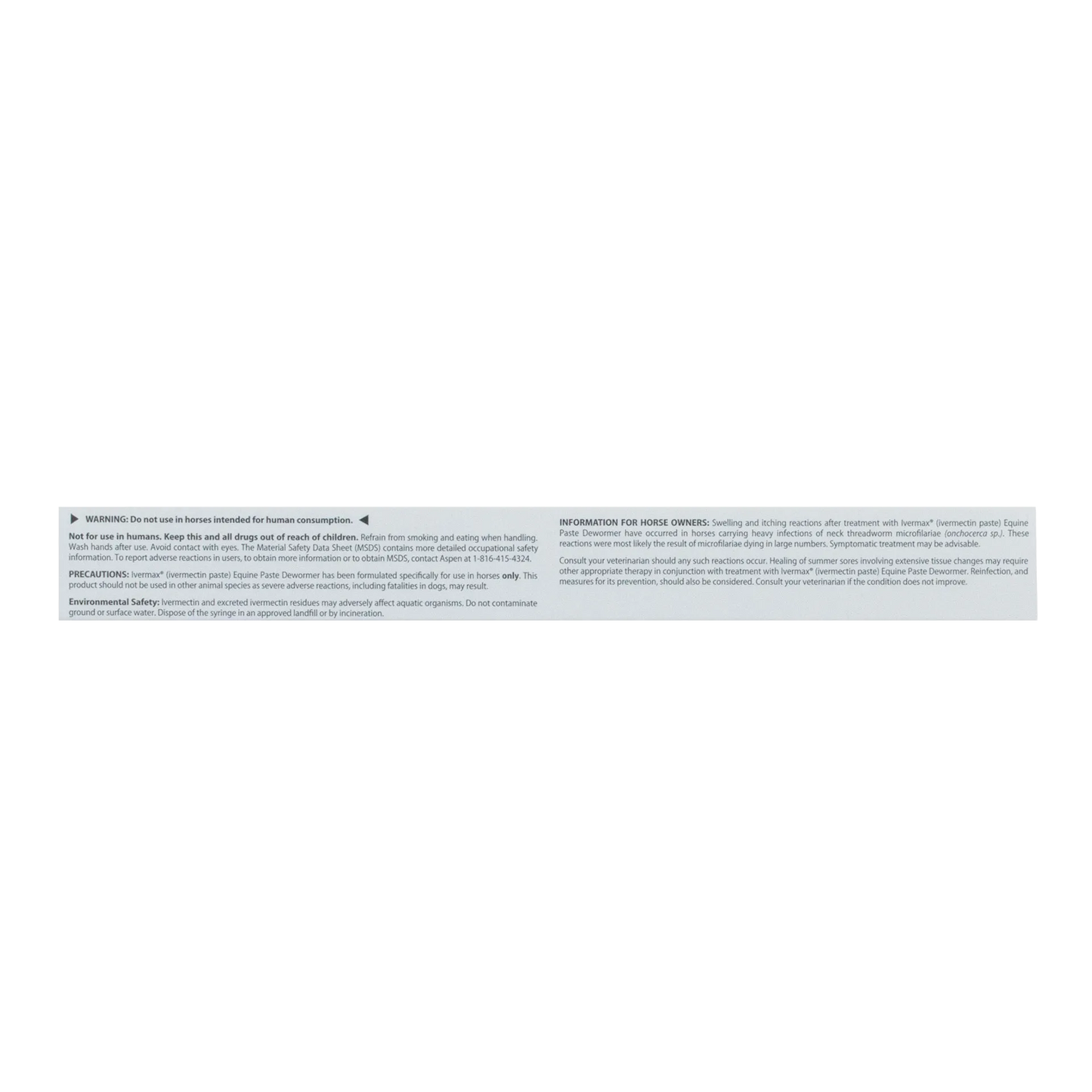 Generic Eqvalan Paste,"Back of product box with warning text panel"