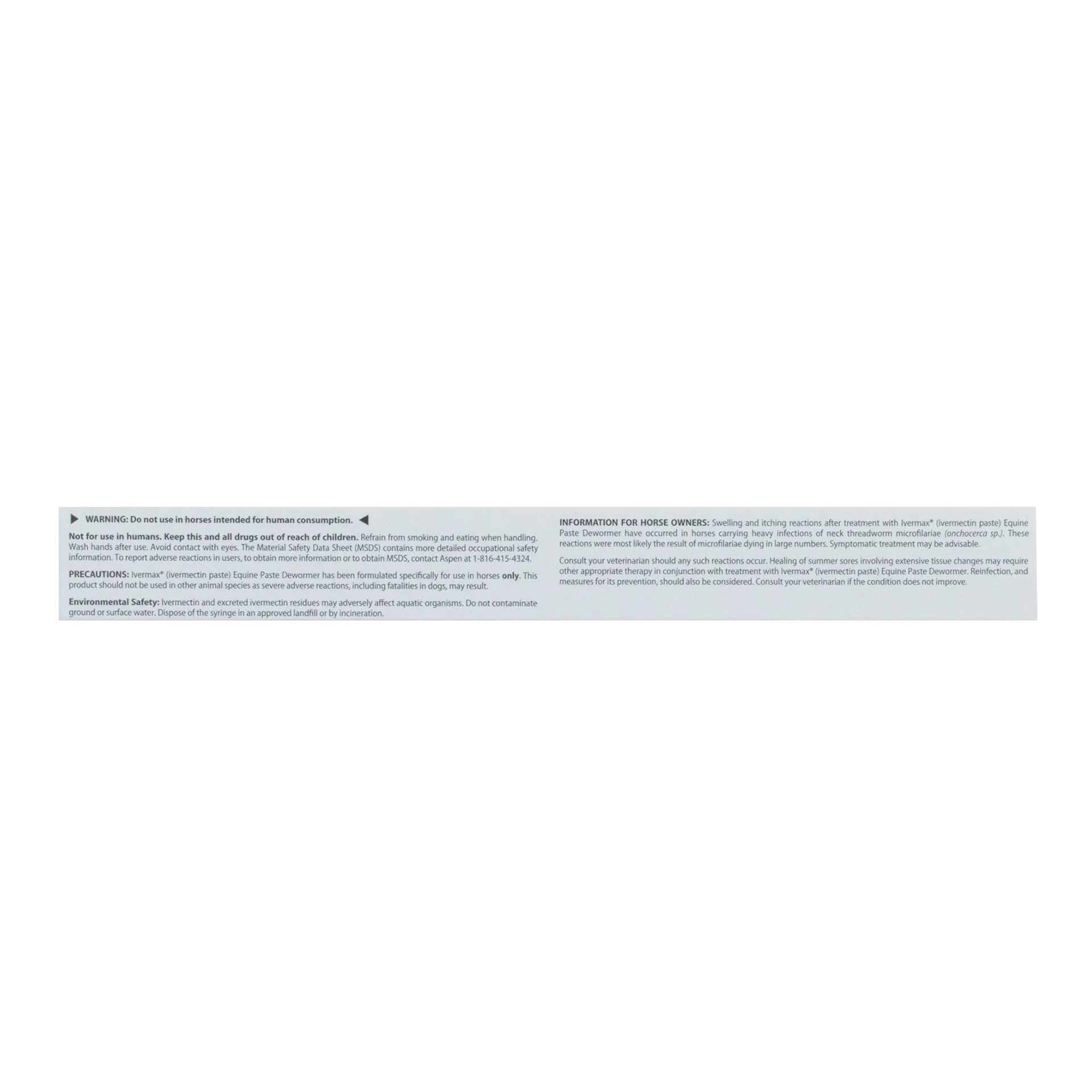 Generic Eqvalan Paste,"Back of product box with warning text panel"