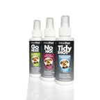 3-Spray Training and Cleaning Kit,"Three spray bottles with white caps"