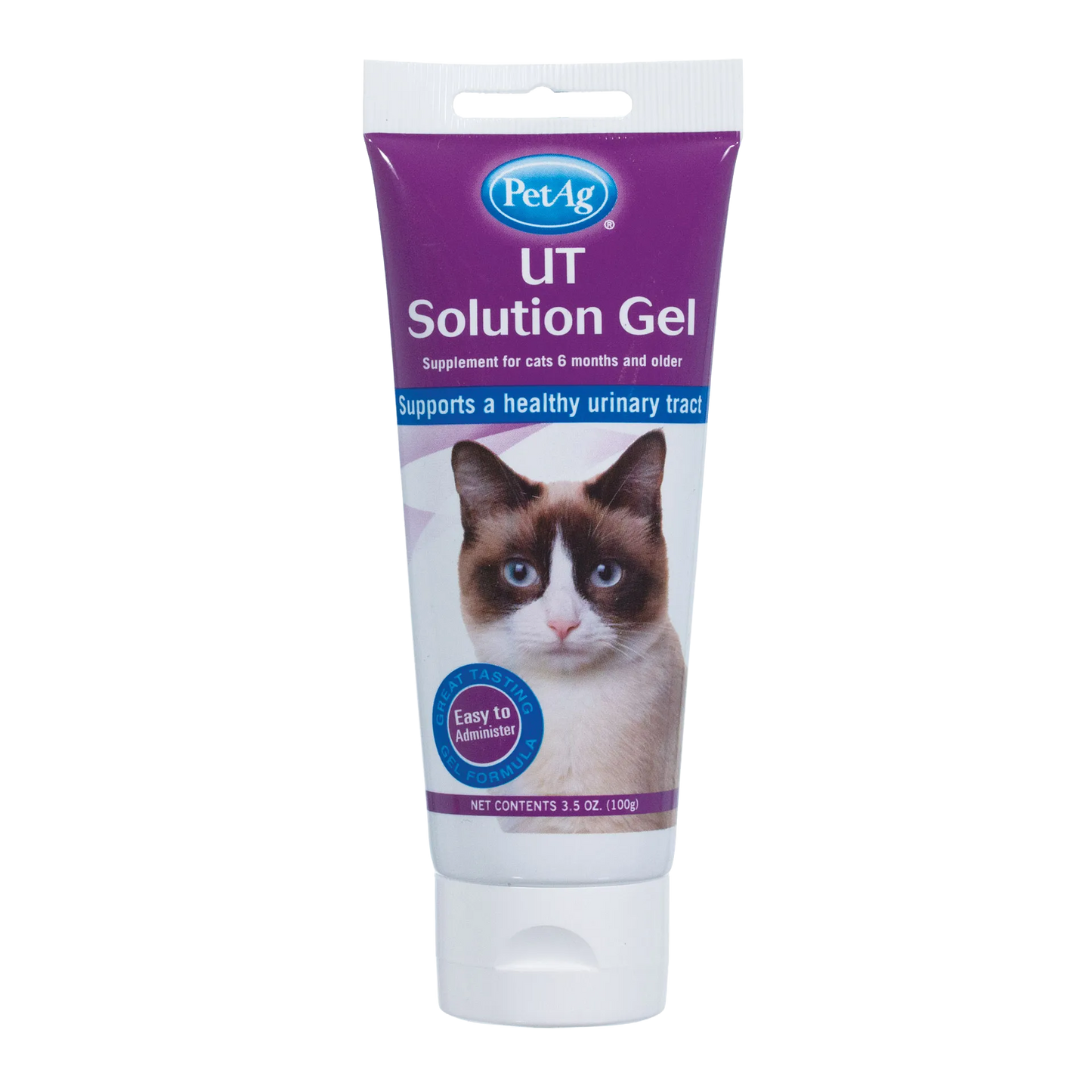 PetAg UT Solution Cat Gel Supplement for Cats,"Purple gel tube with cat image and white flip-top cap"
