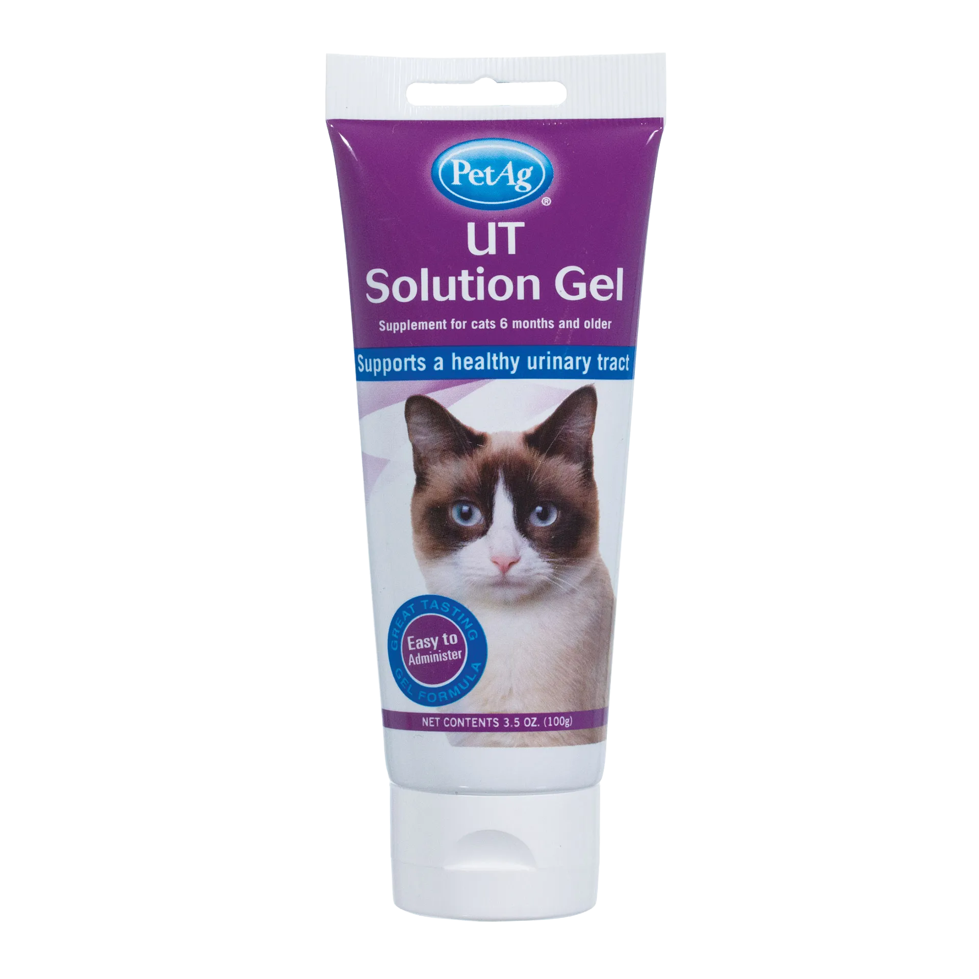 PetAg UT Solution Cat Gel Supplement for Cats,"Purple gel tube with cat image and white flip-top cap"