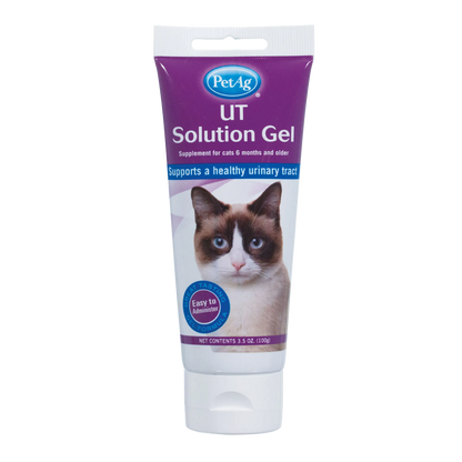 PetAg UT Solution Cat Gel Supplement for Cats,"Purple gel tube with cat image and white flip-top cap"