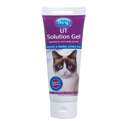 PetAg UT Solution Cat Gel Supplement for Cats,"Purple gel tube with cat image and white flip-top cap"