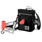 Day/Night Walking Bag,"Black shoulder bag with leash, poop bag roll, and flashlight"