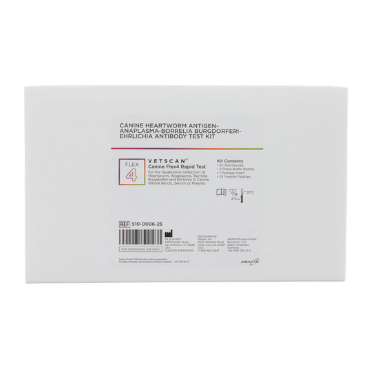 Abaxis Vetscan® Flex4 Rapid Test,"White test kit box with front label panel"
