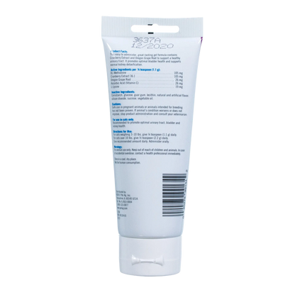 PetAg UT Solution Cat Gel Supplement for Cats,"Back view of white squeeze tube with flip-top cap"