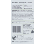Pureayre® Odor Eliminator,"Back label view of bottle with directions and barcode"