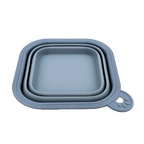 Replacement Collapsible Dog Bowls,"Collapsed square blue-gray pet bowl"