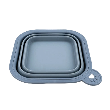 Replacement Collapsible Dog Bowls,"Collapsed square blue-gray pet bowl"