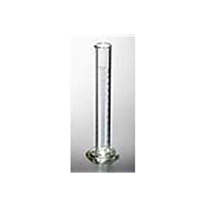 Graduated Glass Cylinder,"Clear glass cylinder with measurement markings and round base"
