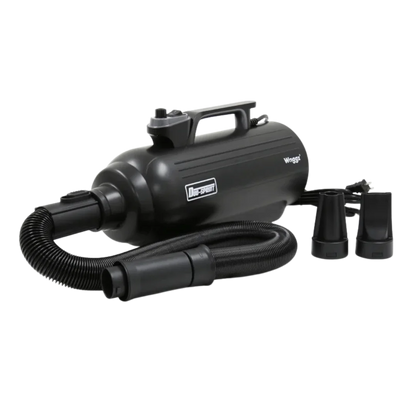 Duo-Sprint Dryer with Movable Dryer Stand by Waggz,"Black pet dryer with hose and two nozzle attachments"