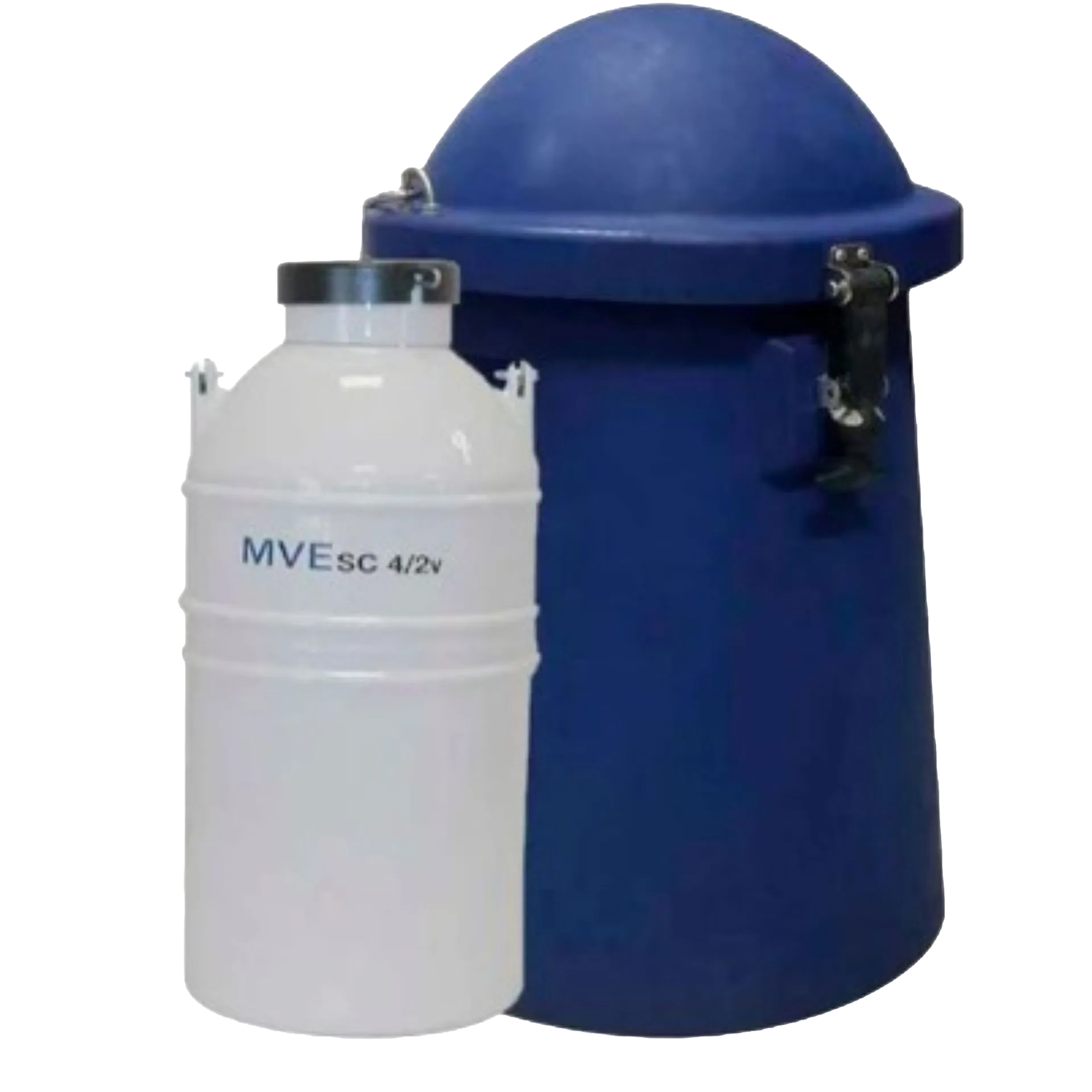 Newly Designed Next Generation Vapor Shipper,"Blue vapor shipper with white canister insert"
