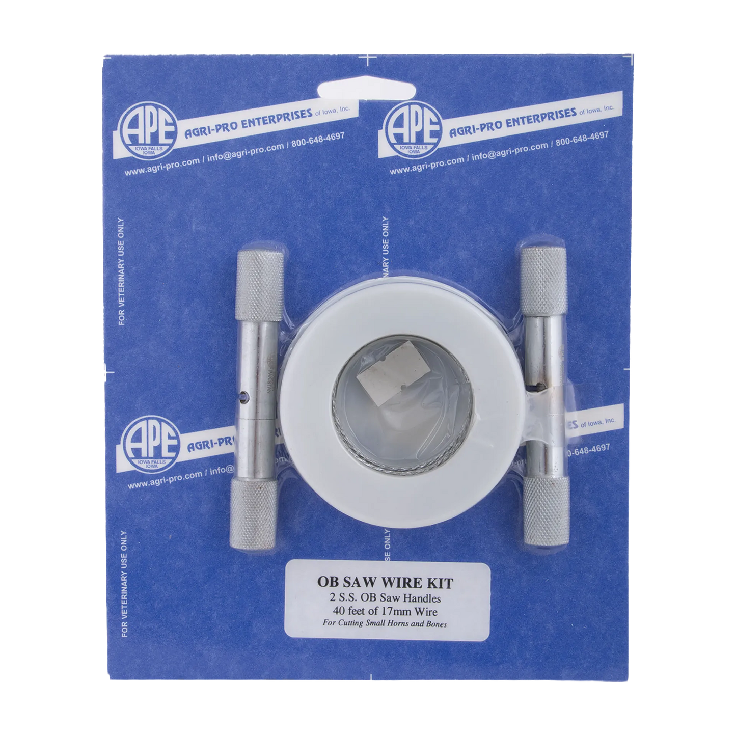 O.B. Saw,"Two metal saw handles with wire spool in blister pack"